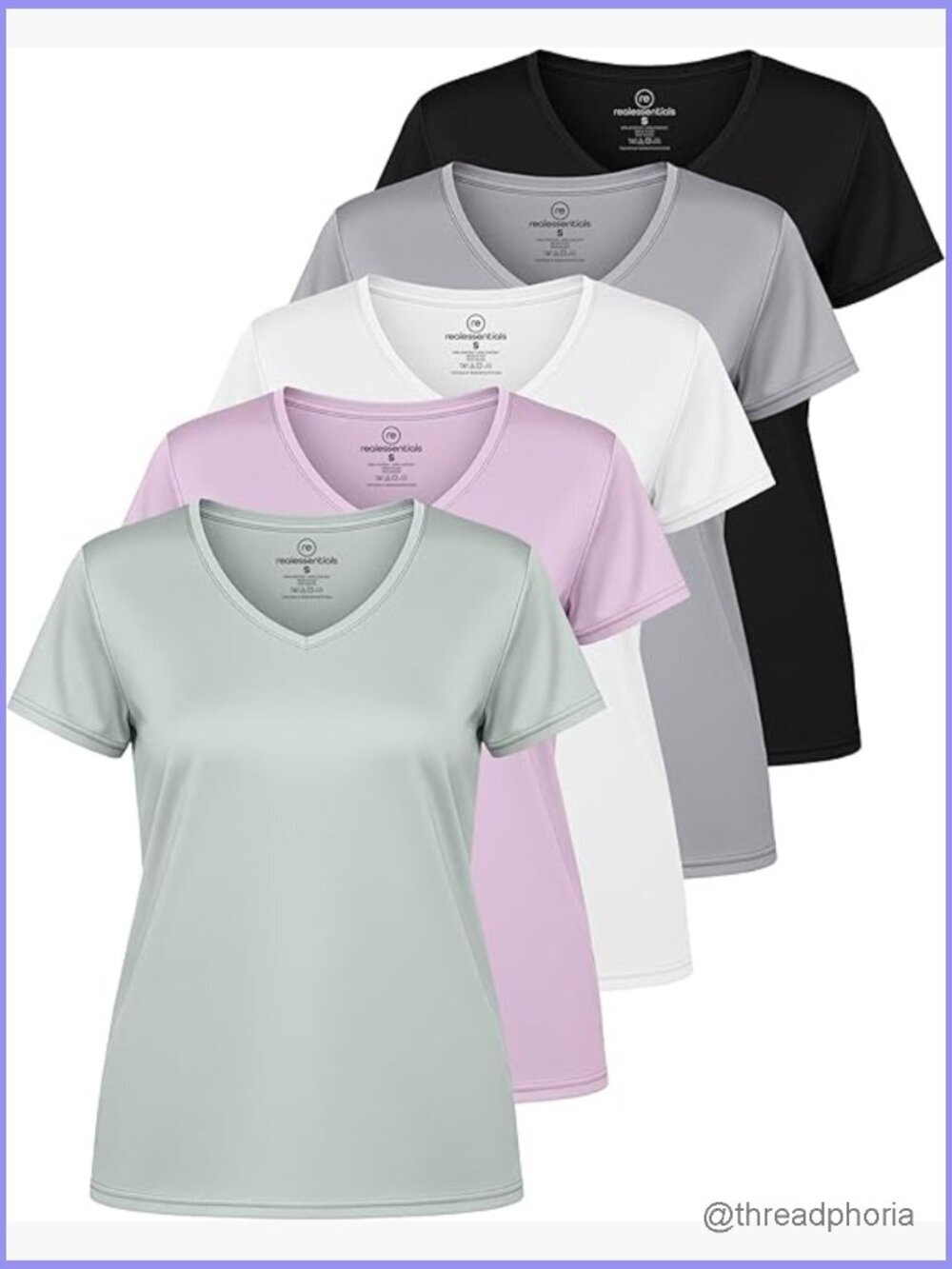 5 Pack Women's Dry-Fit V Neck Short Sleeve T-Shirt Workout Tee